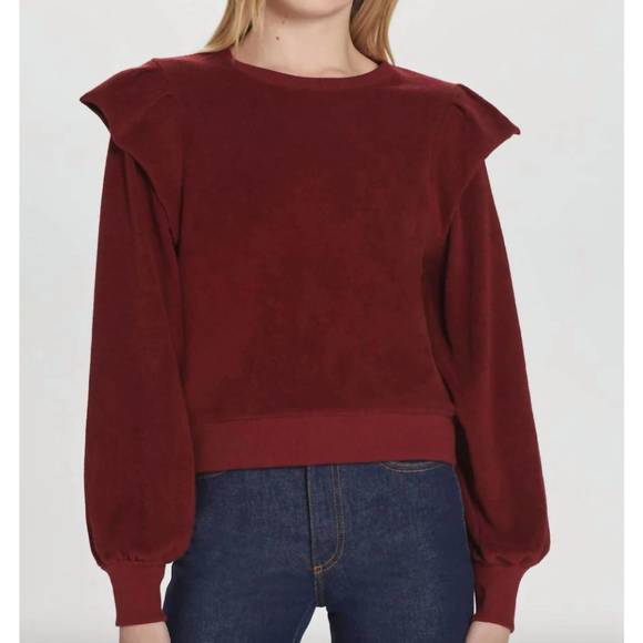 ruffle shoulder sweatshirt